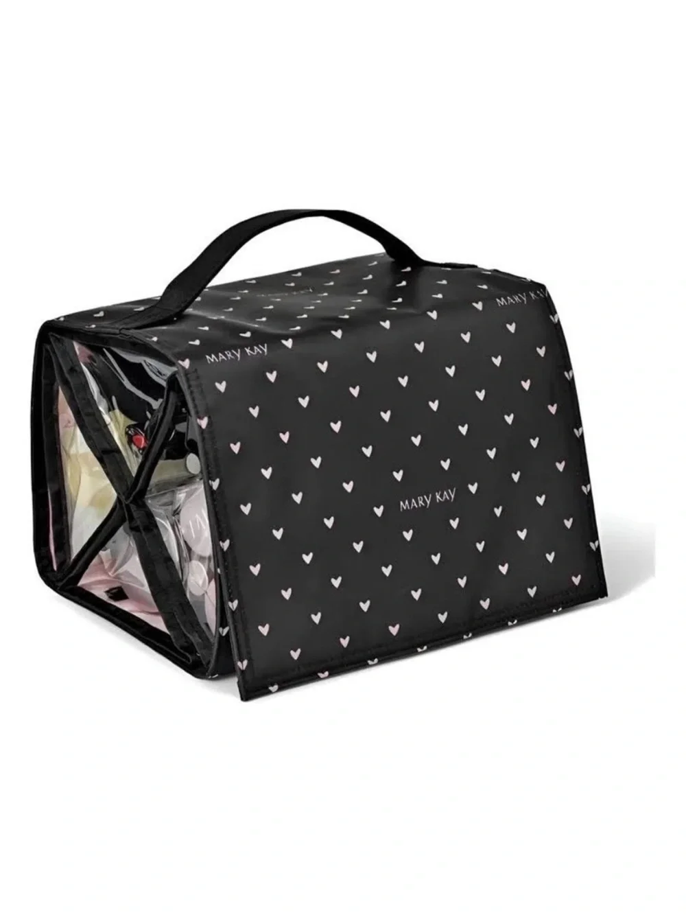 Mary Kay Black and Pink Heart Travel Roll Up Bag